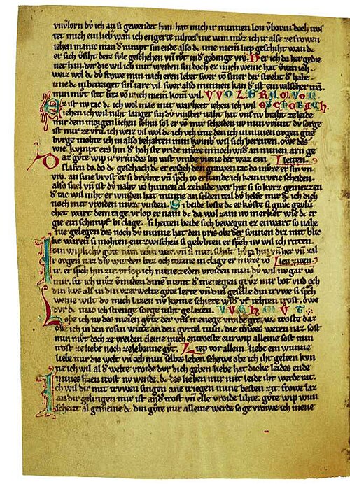 Kleine Heidelberger Liederhandschrift (Universitätsbibliothek Heidelberg, cpg 357). Wikimedia Commons