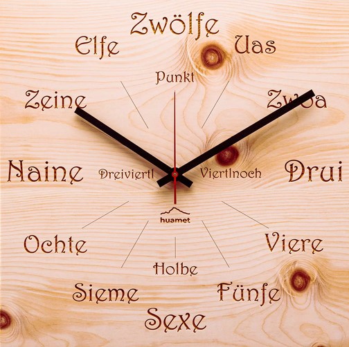 Wanduhr "Dialekt" aus Ultental